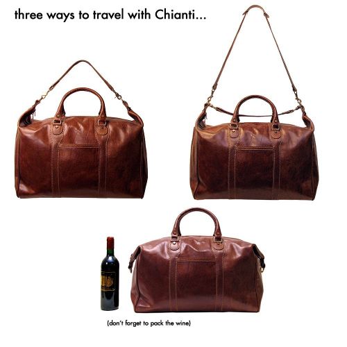  Floto Chianti Italian Calfskin Leather Duffle Bag, Vecchio Brown, One Size