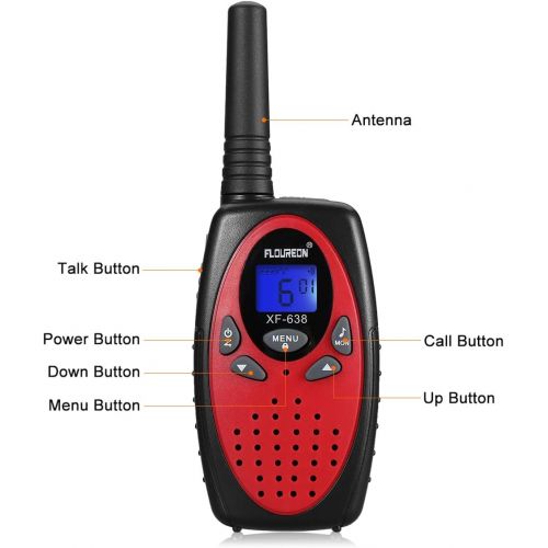  [아마존 핫딜] [아마존핫딜]Floureon FLOUREON 4 Packs Walkie Talkies Two Way Radios 22 Channel 3000M (MAX 5000M Open Field) UHF Long Range Handheld Talkies Talky (Red)