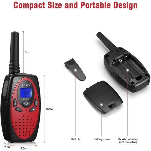  [아마존 핫딜] [아마존핫딜]Floureon FLOUREON 4 Packs Walkie Talkies Two Way Radios 22 Channel 3000M (MAX 5000M Open Field) UHF Long Range Handheld Talkies Talky (Red)