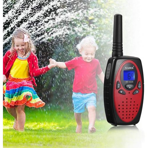  [아마존 핫딜] [아마존핫딜]Floureon FLOUREON 4 Packs Walkie Talkies Two Way Radios 22 Channel 3000M (MAX 5000M Open Field) UHF Long Range Handheld Talkies Talky (Red)