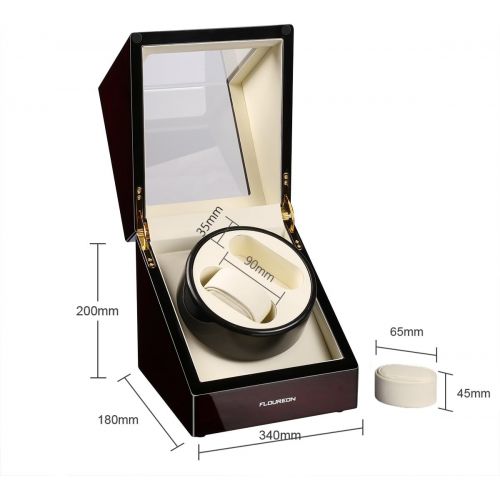  [아마존 핫딜] Floureon Automatic Watch Winder for Two Watches Dual Watch Winder, Wooden Winder Box Display Double with Two Cushion Holders for Automatic Watches Compact Design Noise-Isolating (R