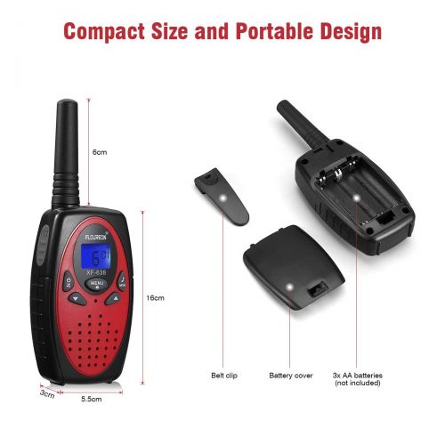  [아마존베스트]Floureon FLOUREON 4 Packs Walkie Talkies Two Way Radios 22 Channel 3000M (MAX 5000M Open Field) UHF Long Range Handheld Talkies Talky (Red)