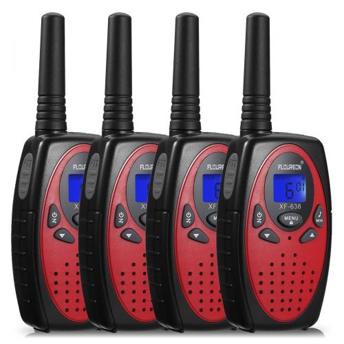  [아마존베스트]Floureon FLOUREON 4 Packs Walkie Talkies Two Way Radios 22 Channel 3000M (MAX 5000M Open Field) UHF Long Range Handheld Talkies Talky (Red)