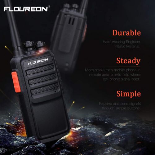  Floureon floureon Walkie Talkies Rechargeable Two Way Radios 2 Pack Long Range Distance with Earpiece and Li-ion Battery USB Charger UHF 400-480MHz 16 Channel Handheld Interphone(Black, 1 P