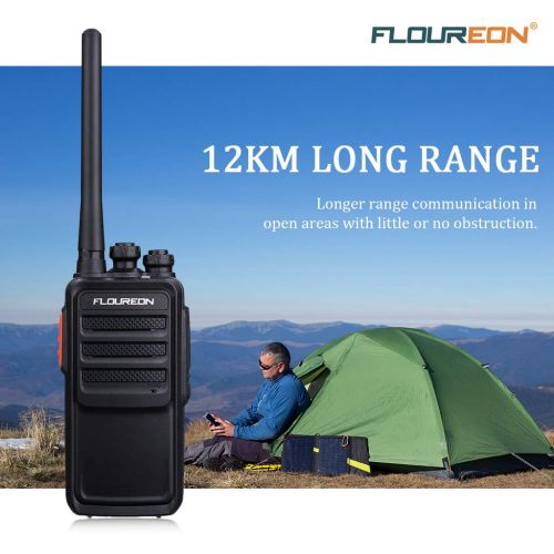  Floureon floureon Walkie Talkies Rechargeable Two Way Radios 2 Pack Long Range Distance with Earpiece and Li-ion Battery USB Charger UHF 400-480MHz 16 Channel Handheld Interphone(Black, 1 P