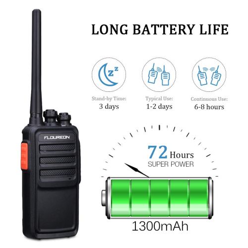  Floureon floureon Walkie Talkies Rechargeable Two Way Radios 2 Pack Long Range Distance with Earpiece and Li-ion Battery USB Charger UHF 400-480MHz 16 Channel Handheld Interphone(Black, 1 P