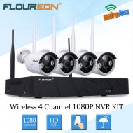 Floureon FLOUREON Wireless Home Security Camera System 4CH 1080P NVR Kits + 4 Pack 960P 1.3MP HD Wireless IP Camera Network WiFi Night Vision Remote Access Motion Detection (4CH+ 4X 960P Ca