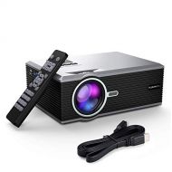 Floureon Projector, FLOUREON Video Projector LCD LED Portable Mini Projector Multimedia Home Theater Support 1080P with HDMI/VGA/USB/SD Card/AV Input for Video Game Outdoor Movie Cinema-Sil