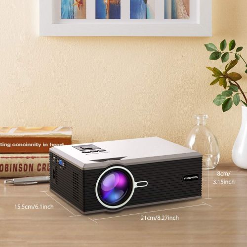  Floureon Projector, FLOUREON Video Projector LCD LED Portable Mini Projector Multimedia Home Theater Support 1080P with HDMIVGAUSBSD CardAV Input for Video Game Outdoor Movie Cinema-Sil