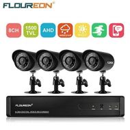 Floureon floureon 8 CH House Camera System DVR 1080N AHD + 4 OutdoorIndoor Bullet Home Security Cameras 1500TVL 720P 1.0MP AHD Resolution Night Version for HouseApartmentOffice