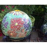 FlowerFloozyDesigns Mosaic Gazing Ball, Garden Ball, Garden Art, Gazing Ball, Garden Focal Point, Upcycled Garden Art,