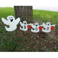 FlowerPowerShowers Happy Halloween Yard Decor, Glow in the Dark Ghost, Halloween Yard Decor, Boo, Trick or Treat, Halloween Sign, Happy Ghost, Fun Halloween