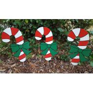 FlowerPowerShowers Candy Cane Yard Art, Outdoor Christmas Candy Cane, Holiday Garden Decorations, Christmas Yard Stake, Candy Cane Walkway Marker, Outdoor Art