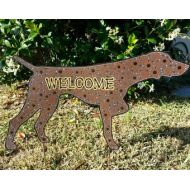 FlowerPowerShowers German Shorthaired Pointer Welcome Sign, Pet Welcome Sign, German Shorthaired Pointer Yard Art, Dog Yard Stake, Doggie Yard Art, Metal Dog