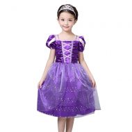 FloweryOcean Toddler Tangled Dress Up, Princess Costume for 3-10 Years Girls When Rapunzel Party M -XXL
