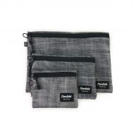 Flowfold Ultra Light Travel Kit Set - Three Multi Sized Organizational Pouches - Packing Set - Made in USA - Heather Grey