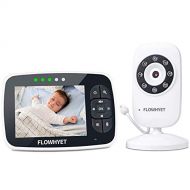 Flowhyet FLOWHYET Wireless Video Baby Monitor, 2-Way Talk 3.5 Inch Large LCD Display with Digital Camera, Clear Night Vision, Power Save Mode, Temperature Monitoring and Lullabies