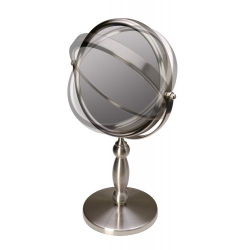  Floxite Dual sided 1x and 15x Vanity Mirror, Brushed Nickel