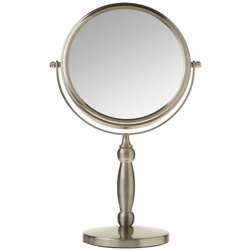  Floxite Dual sided 1x and 15x Vanity Mirror, Brushed Nickel