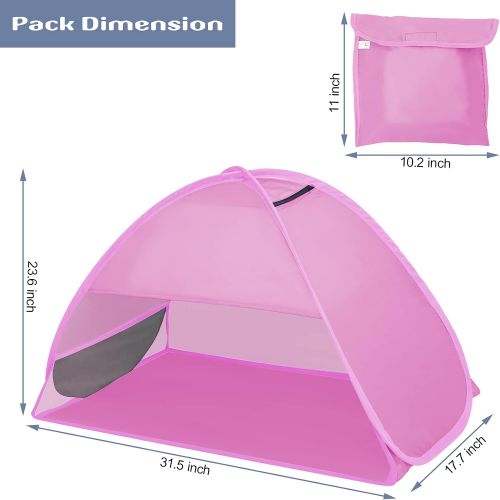  Fltom Pop Up Beach Tent, Mini Size Beach Shelter Tent for UPF 50 UV Protection, Instant Portable Beach Sun Shade Tent with Carry Bag