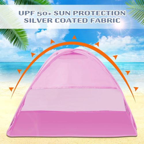  Fltom Pop Up Beach Tent, Mini Size Beach Shelter Tent for UPF 50 UV Protection, Instant Portable Beach Sun Shade Tent with Carry Bag