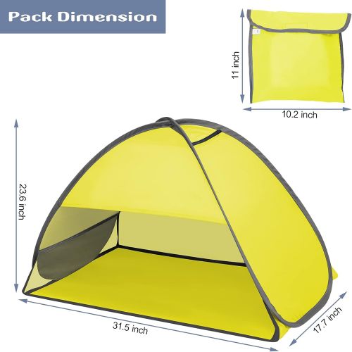  Fltom Pop Up Beach Tent, Mini Size Beach Shelter Tent for UPF 50 UV Protection, Instant Portable Beach Sun Shade Tent with Carry Bag