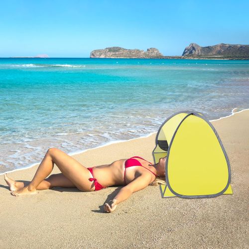  Fltom Pop Up Beach Tent, Mini Size Beach Shelter Tent for UPF 50 UV Protection, Instant Portable Beach Sun Shade Tent with Carry Bag