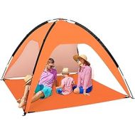 Fltom Beach Tent, Portable Beach Sun Shelter for UPF 50+ UV Protection, Easy Set Up 3-4 Person Beach Tent Shade with Carry Bag, Anti UV Beach Canopy Tent for Fishing Hiking Camping