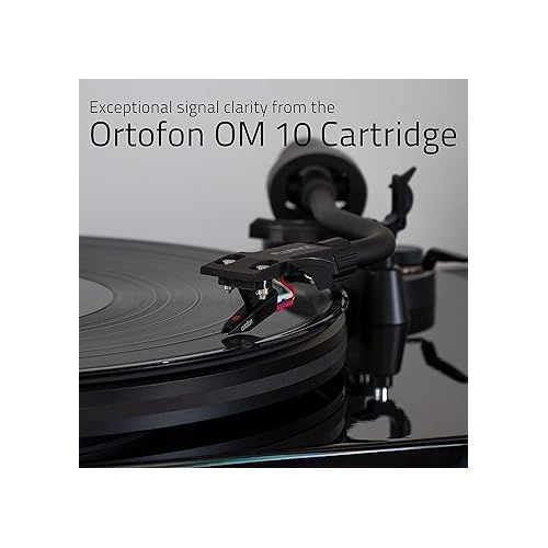  Fluance RT82 Reference High Fidelity Vinyl Turntable Record Player with Ortofon OM10 Cartridge, Speed Control Motor, High Mass MDF Wood Plinth, Vibration Isolation Feet - Piano Black