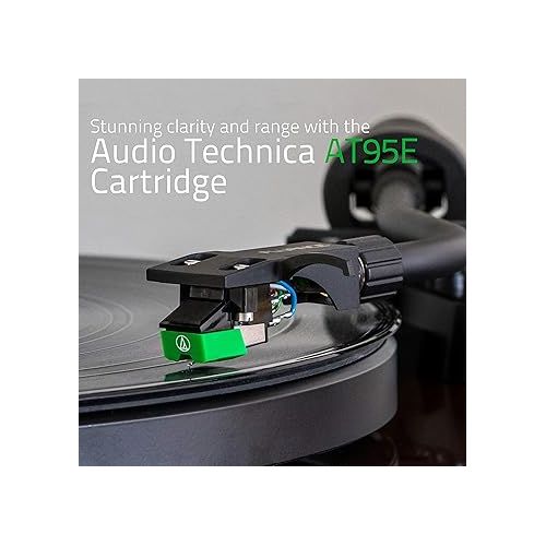  Fluance RT81 Turntable with AT95E Cartridge, Belt Drive, Built-in Preamp, Adjustable Counterweight - Piano Black
