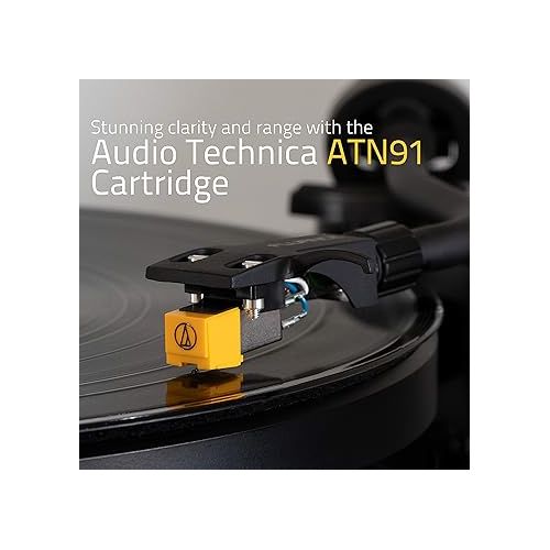  Fluance RT80 Classic High Fidelity Vinyl Turntable Record Player with Audio Technica AT91 Cartridge, Belt Drive, Built-in Preamp, Adjustable Counterweight, Solid Wood Plinth - Piano Black