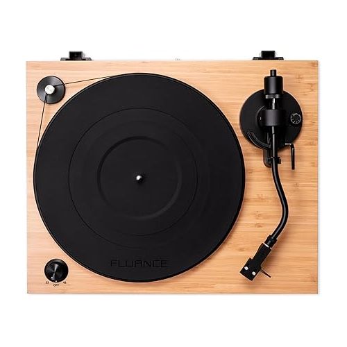  Fluance RT83 Reference High Fidelity Vinyl Turntable Record Player with Ortofon 2M Red Cartridge, Speed Control Motor, High Mass MDF Wood Plinth, Vibration Isolation Feet - Bamboo