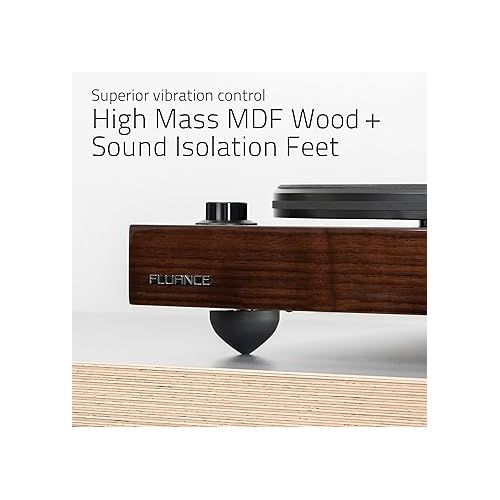  Fluance RT82 Reference High Fidelity Vinyl Turntable Record Player with Ortofon OM10 Cartridge and Anti-Vibration Wood Isolation Base - Natural Walnut