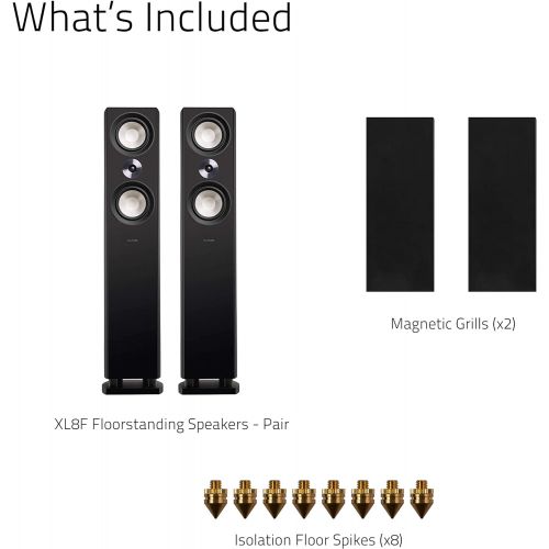  Fluance Reference High Performance 3-Way Floorstanding Loudspeakers with Down-Firing 8 Subwoofers for 2-Channel Stereo Listening or Home Theater System - Black Ash/Pair (XL8F)