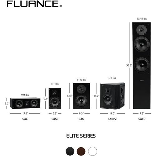  Fluance Elite High Definition 2-Way Bipolar Surround Speakers for Wide Dispersion Surround Sound in Home Theater Systems - Black Ash/Pair (SXBP2)