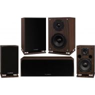 Fluance Elite Series Compact Surround Sound Home Theater 5.0 Channel Speaker System Including Two-Way Bookshelf, Center Channel, and Rear Surround Speakers - Black Ash (SX50BC)