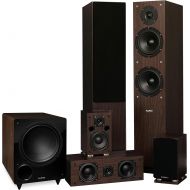 Fluance Elite Series Surround Sound Home Theater 5.1 Channel Speaker System including Three-way Floorstanding, Center Channel, Rear Surround Speakers and a DB10 Subwoofer - Walnut