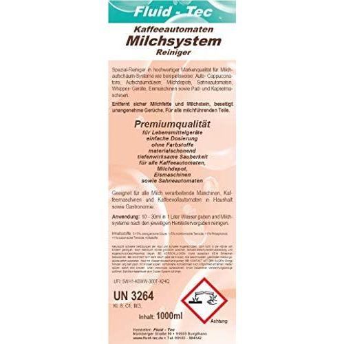  Fluid-Tec 4 x 500ml/2 Liter Milchsystemreiniger Milchschaumreiniger Milchschaumduesenreiniger Konzentrat fuer Kaffeevollautomaten Kaffeemaschinen