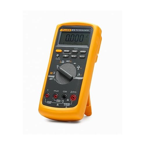  Fluke 87V Industrial Digital Multimeter, For Advanced Troubleshooting, Measures 1000 V AC/DC, Peak Min/Max, Low Pass Filter, Includes TL75 Test Leads, AC175 Alligator Clips, 80BK Temp Probe