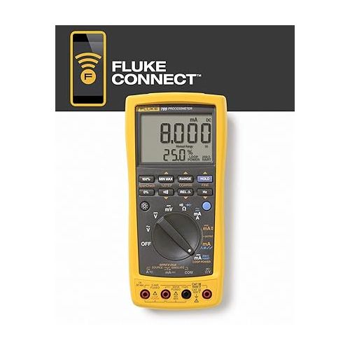  Fluke 789 ProcessMeter, Includes Standard DMM Capabilities, Measure, Source, Simulate 4-20 mA signals, and Built-In 24 V Loop Supply