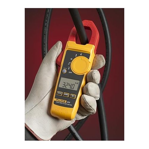  Fluke 324 True-RMS Clamp Meter with Temperature & Capacitance, Measure AC Current Up To 400 A and AC/DC Voltage Up to 600 V, Includes Backlit Display, Measure Resistance Up To 4000 Ohms