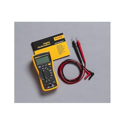  Fluke 115 Digital Multimeter, Measures AC/DC Voltage To 600 V & Current to 10 A, Measures Resistance, Continuity, Frequency & Capacitance, Includes Battery, Holster & 4mm PVC-Insulated Test Lead