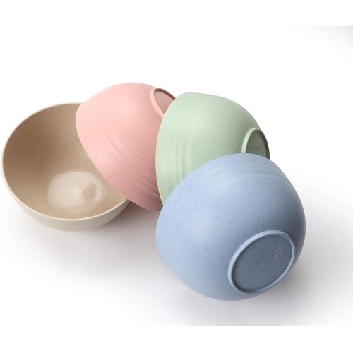  [아마존베스트]FLUX KITCHENWARE Unbreakable Cereal Bowls - Wheat Straw Fiber - Lightweight Bowl - Dishwasher Microwave Safe - BPA Free - Ideal for Cereal Salad Soup Noodle Rice Fruit Dessert (4 P