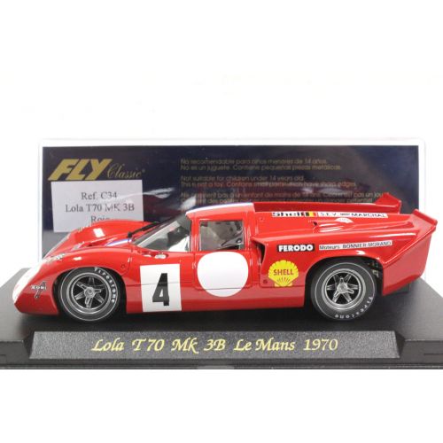  Fly FLY C34 LOLA T70 LE MANS 1970 NEW 132 SLOT CAR IN DISPLAY CASE - PRISTINE CAR