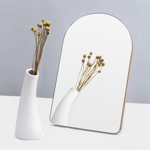  Fly Mirror, Desktop Makeup Mirror, Wooden Single-Sided Mirror - Adjustable Stand, No Border Size 17x27cm