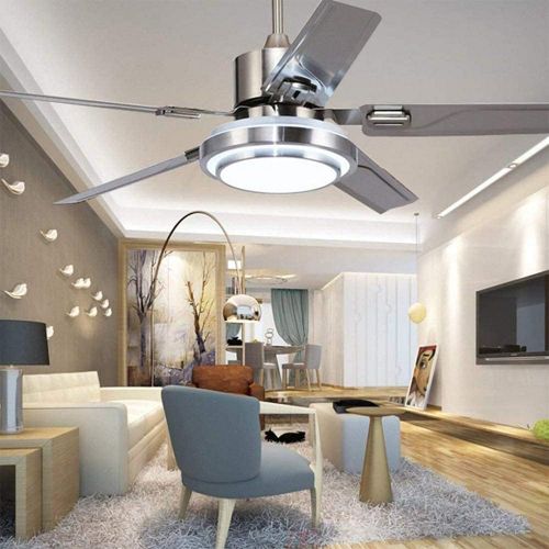  Fly Cat-Horse Outdoor Ceiling Fan, Remote Control Farmhouse Ceiling Fan with 5 Reversible Stainless Steel Ceiling fan with LED Light for Pavilion, Warehouse Industrial Ceiling Fan