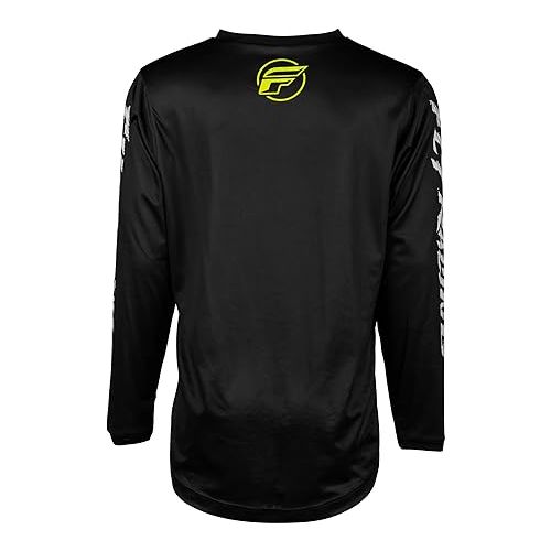  Fly Racing F-16 Youth Jersey (Black/Neon Green/Light Grey, Youth Large)