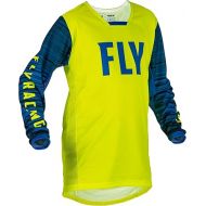 Fly Racing 2022 Youth Kinetic Wave Jersey (Hi-Vis/Blue, Youth Small)