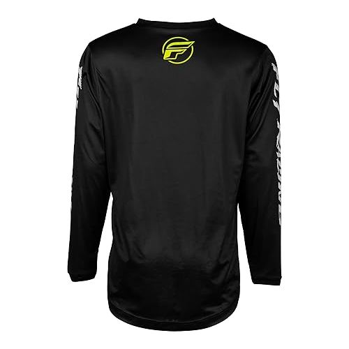  Fly Racing F-16 Youth Jersey (Black/Neon Green/Light Grey, Youth X-Large)