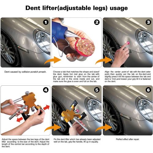 [아마존 핫딜] [아마존핫딜]Fly5D 53Pcs Auto Body Paintless Dent Repair（PDR） Removal Tool Kits Dent Lifter Bridge Glue Puller Kits with Tool Bag